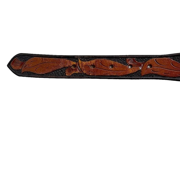 VTG‎ 30s 40s Kirwan-Neilson Floral Tooled Leather Belt Size 30 Cowgirl Western main image 14